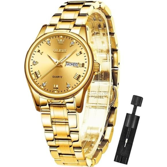 Women, Luxury Classic Small Wrist Women Watches Gold Round